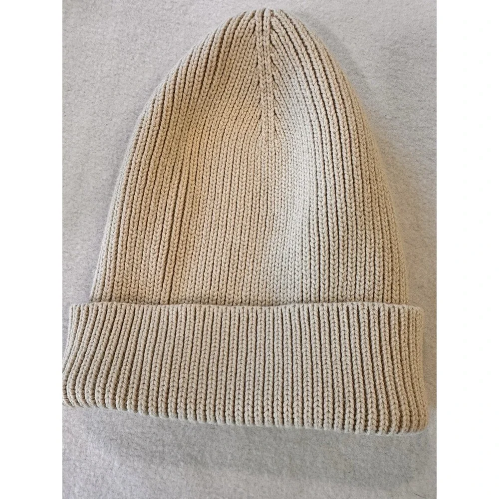GAP Kids Organic Cotton x Ribbed Fold Over Beanie Beige OS outdoors preppy